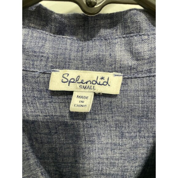 Splendid Button Front Chambray Shirt Dress Womens S Ruffle Sleeve Office Career - Picture 5 of 7